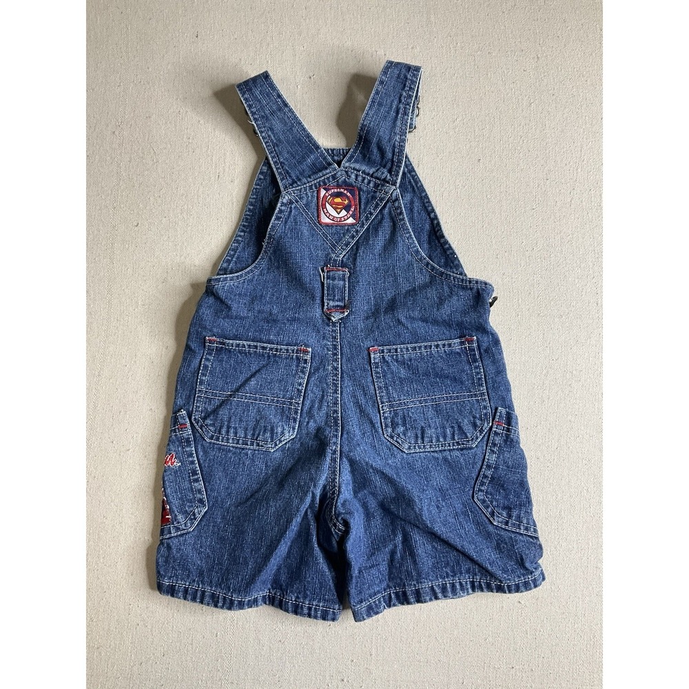 Vintage Marvel Toddler Boys Bib Overalls Shorts Superman Size 18M Rare Y2K - Picture 4 of 5